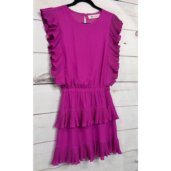 The Impeccable Pig Magenta Ruffle Dress Size Small - Picture 8 of 8